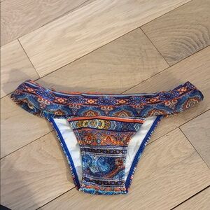Acqua  Benta Paisley Print Bikini Bottoms in Blue & Orange